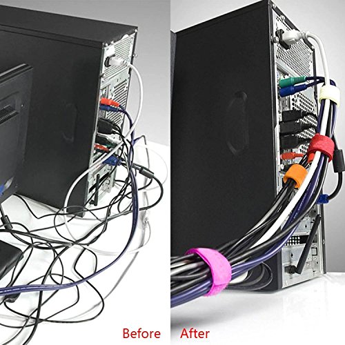 Saisn Reusable Fastening Tape Cable Ties 3/4 Inch Double Side Hook Roll (5 Yard, Black) #TOP5