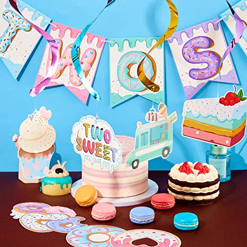Déco 2e anniversaire fille : guirlande bonbon et serpentins beignet