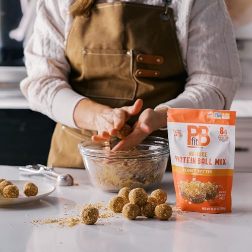 Image of PBfit No Bake Peanut Butter Protein Ball Mix, 8g Protein, Made with Chia Seeds & Whole Grain Oats, Gluten Free, Vegan Snacks, 10.58 Oz Bag (Pack of 2)