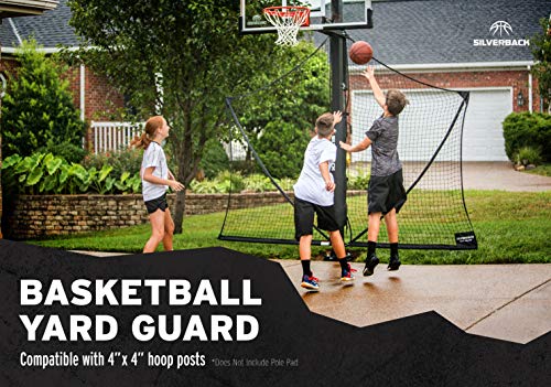 Silverback Basketball Yard Guard Defensive Net System Rebounder With Foldable Net And Arms Into Pole , White/Black, Large #TOP1