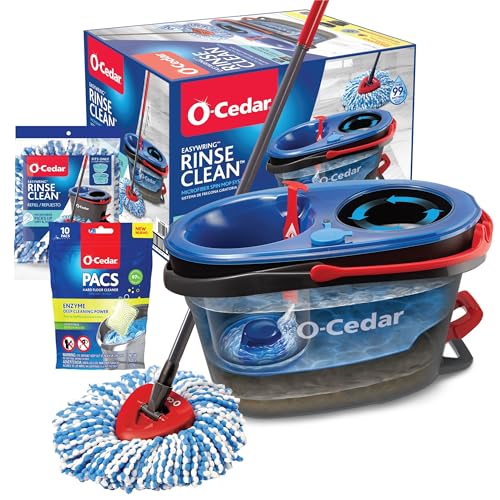 O-Cedar EasyWring RinseClean Microfiber Spin Mop & Bucket Floor C...