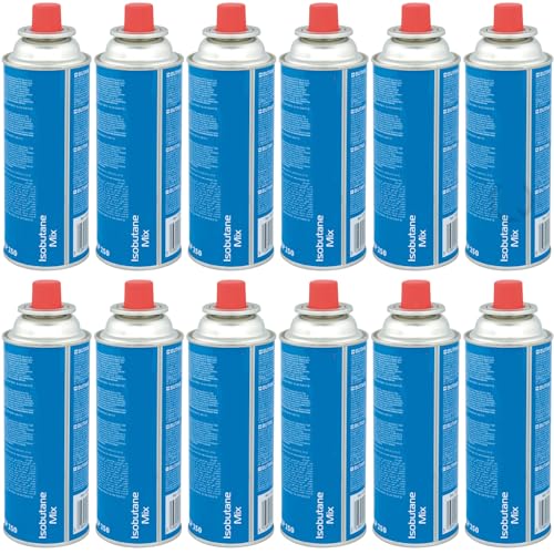 KROWN - Pack de 12 Cartuchos de Gas Butano Camping Gas 227g para Hornillos Quemadores, Cartucho de Gas para Camping CPZ-250, Bombonas Mezcla Isobutano (12 Cartuchos)