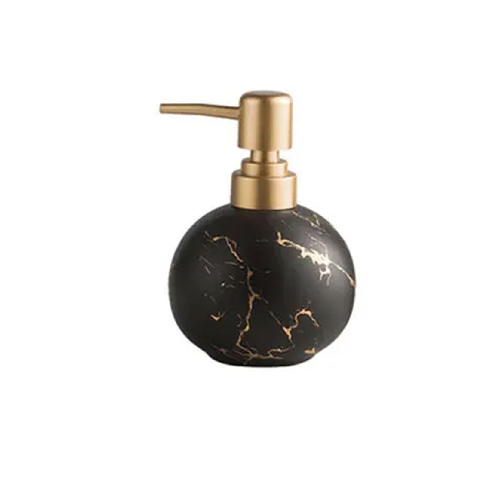 Marbling Round Ceramic Soap Dispenser 10.1oz, Multi-Color Marble Veins, Countertop for Kitchen Bathroom(Nero)