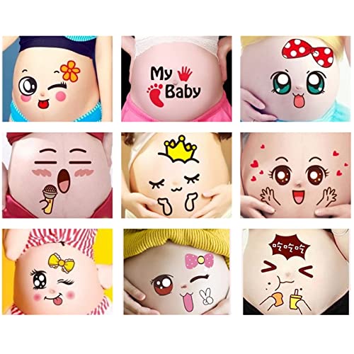 Adesivo per ombelico con fiocco per ragazze carino cartone animato grandi occhi espressione incinta fotografie facciali adesivi per promemoria fotografico 10