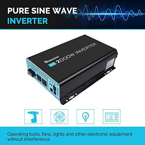 Renogy 2000W Power Inverter 12VDC to 120VAC Pure Sine Wave with Special LED Indicators