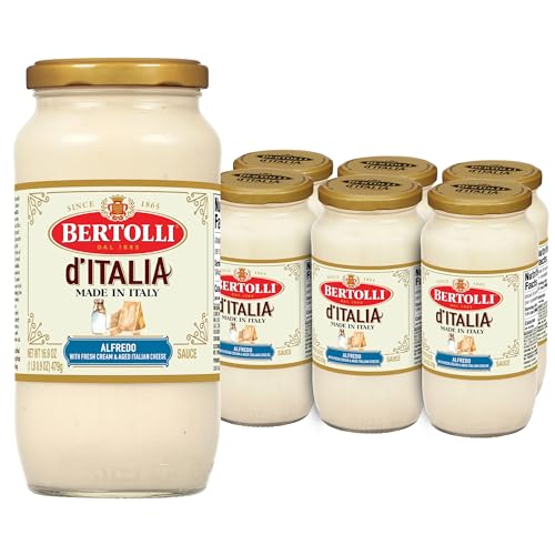 Bertolli d'Italia Alfredo Sauce, Pasta Sauce Made in Italy with Fresh Cream and Aged Italian Cheeses, 16.9 OZ (Pack of 6)