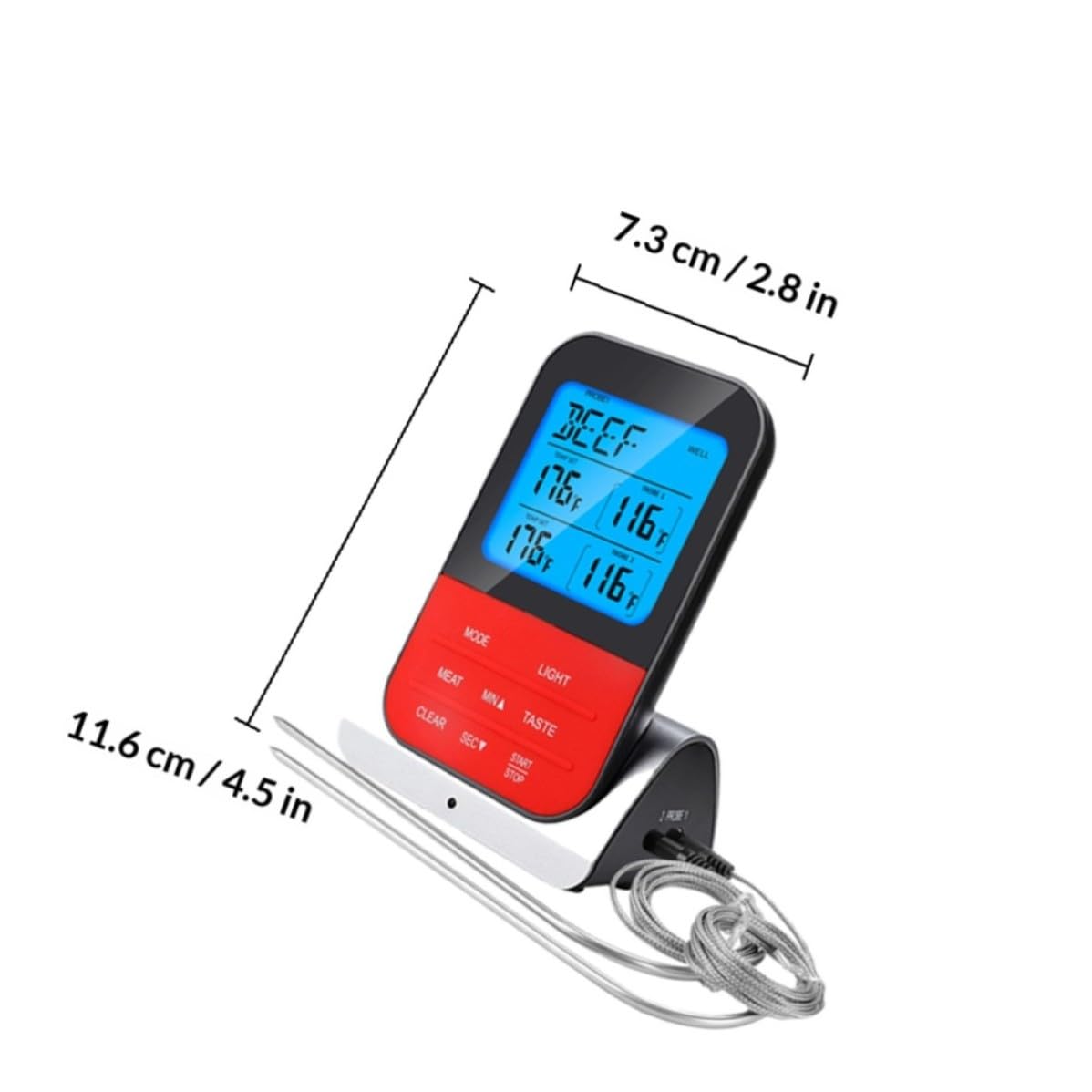 Garneck Termómetro Inalámbrico para Cocina Doble Sonda de Acero Inoxidable y Plástico, Medición 0-250℃, Adecuado para Barbacoa y Asados de Cerdo y Ternera