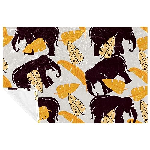 Couverture éléphant douce et chaude motif tropical imprimé