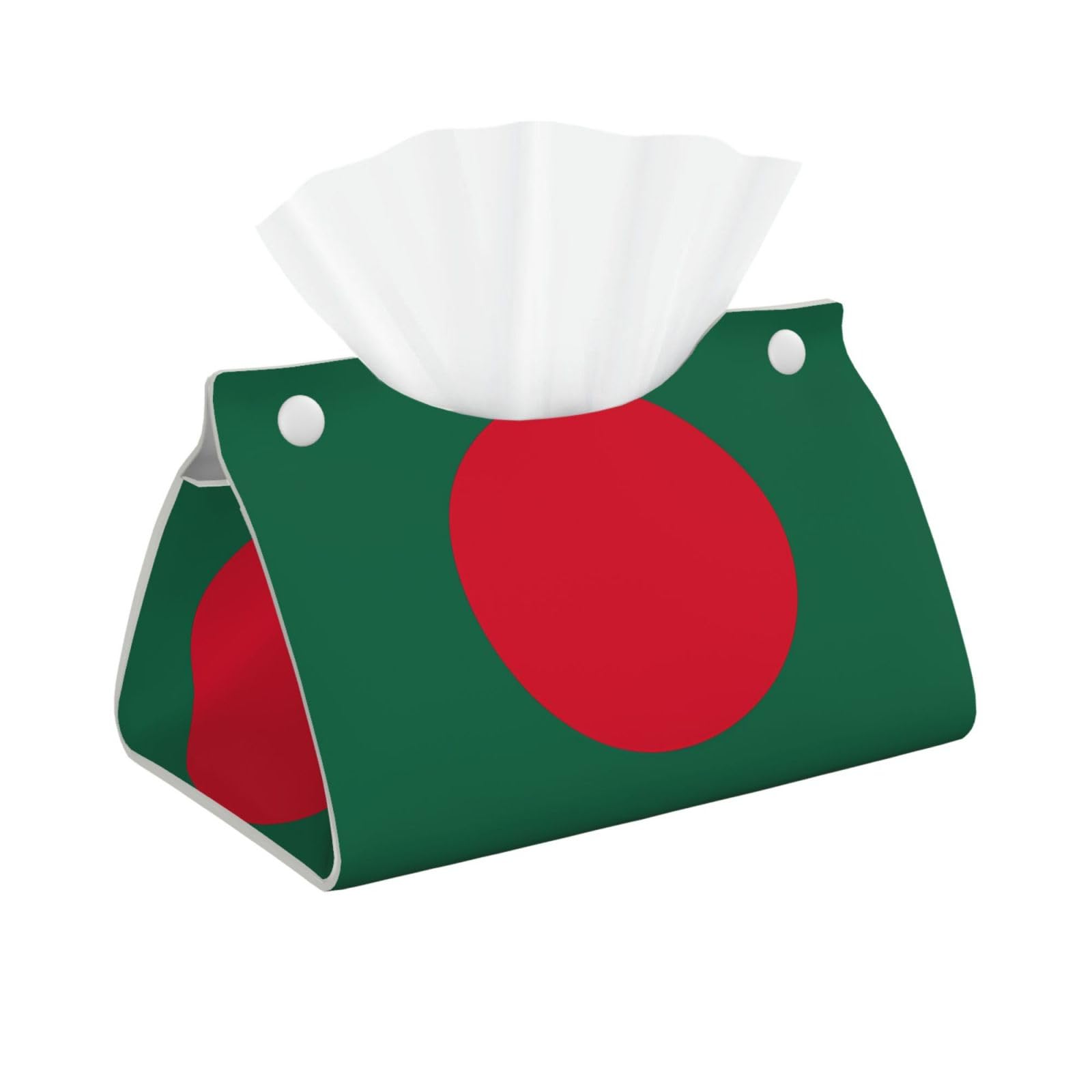 Flag of Bangladesh Print Long Tissue Box Cover Holder – Foldable Leather Organizer for Vanity, Nightstand, Desk & Bathroom