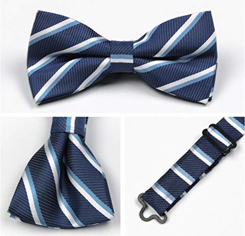 Set clásico de corbata de moño roja a rayas para hombres miniatura 5