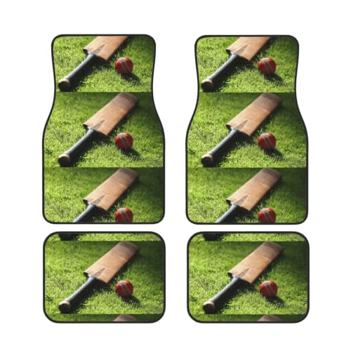 Alfombrillas de neopreno para coche antideslizantes y juego de 4 piezas con diseño de críquet 1
