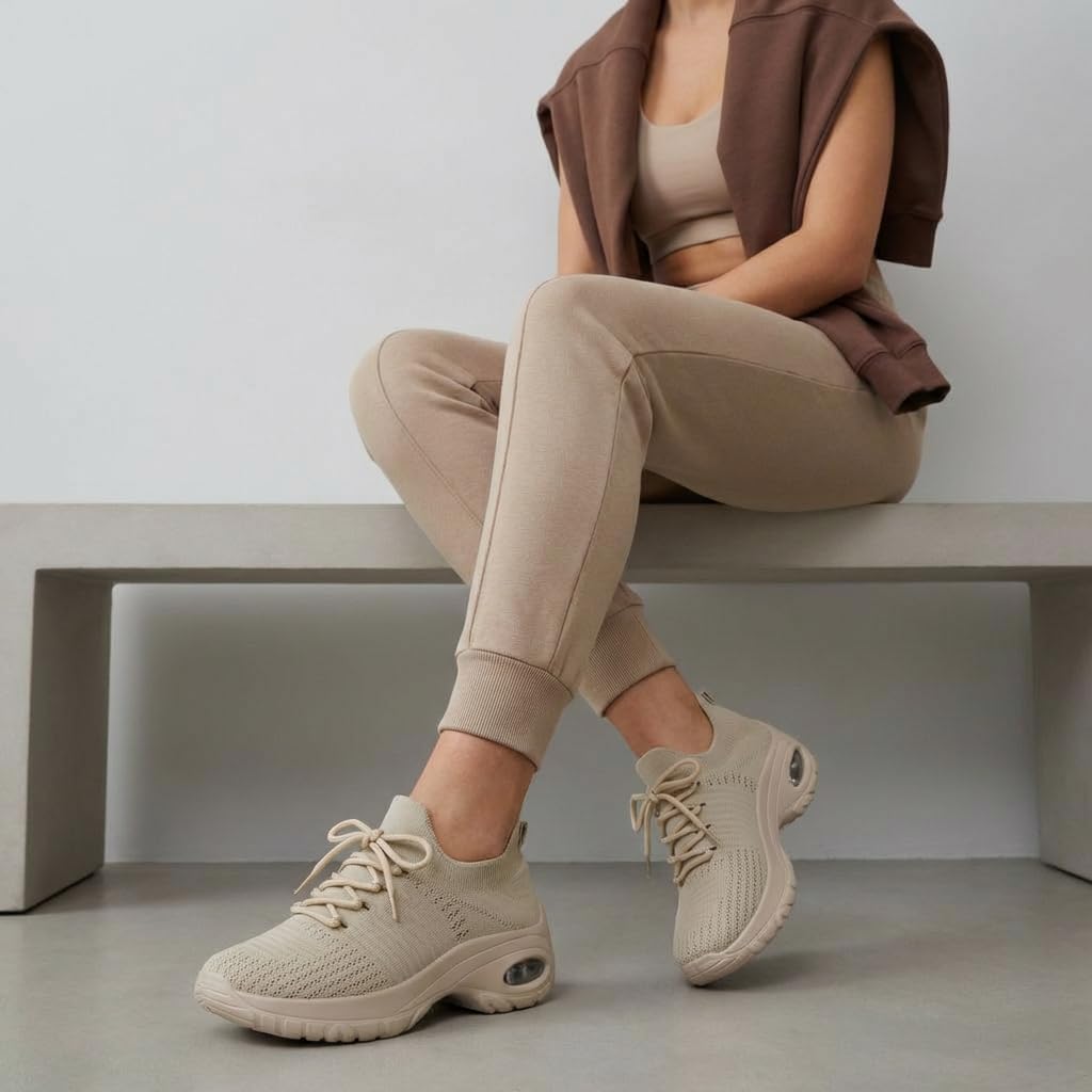 CUSHIONAIRE Women's Blaze Stretch Knit Slip on lace Sneaker +Memory Foam & LiteSole Technology - Image 4