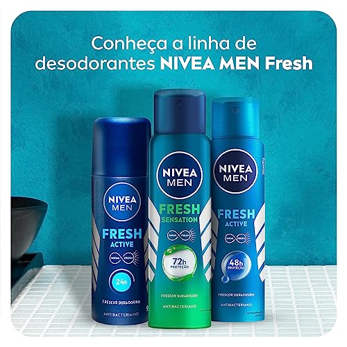 NIVEA MEN Desodorante Antitranspirante Spray Fresh Active 90ml - Proteção 24h, sensação de refrescân