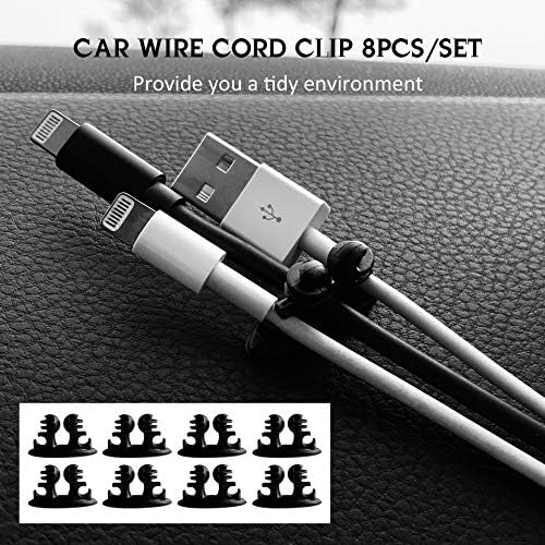 Cable Clips Cable Organizer Car Wire Cord Clip Drop Cable Holder Tidy Organizer Adhesive Clamp Line Fixer (8pcs Black)