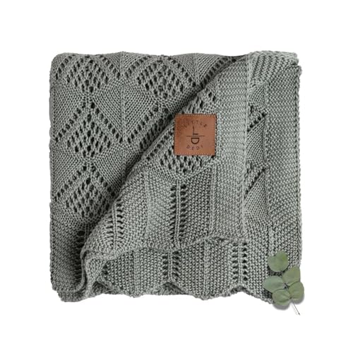 Image of Little Dedi Hypoallergenic Baby Blanket - 30x40 Inches, Green, Oeko-TEX® Certified, Thermal-Regulating, Silky Soft Knit in Sage for Girls & Boys - Swaddle, Toddler, or Receiving Blanket