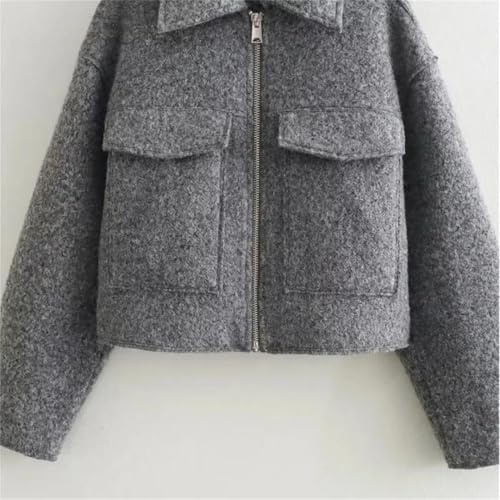 Fnfmrfmr Gray Tweed Cropped Jacket for Women – Your New Go-To for Effortless Style - Image 4
