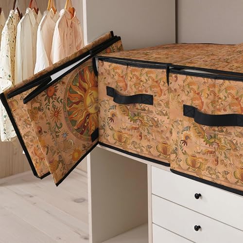 Image of Stackable Clothes Storage Bins with Lids 3 Pack | Closet Organizers Fabric Box for Home and Office,Blanket Clothes Organizers,Under Bed Storage Containers