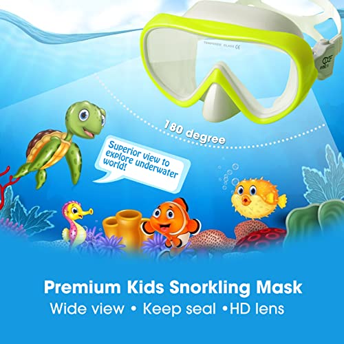 Image of Kids Snorkel Swim Mask, Child Diving Mask Anti-Fog Swim Goggles with Nose Cover for Snorkeling Diving Swimming