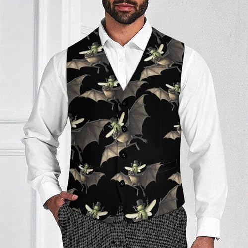 Bat And Flying Trendy Vest Suit for Men V Neck Formal Dress Waistcoat Vests Business Slim Fit4