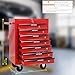 Thetilsy Rolling Tool Chest Cart with 7 Drawers,Storage Tool Cabinet on 4 Wheels. Lockable Tool Cart with Drawer Liners.Steel Tool Box Organizer for Garage,Repair Workshop-Red