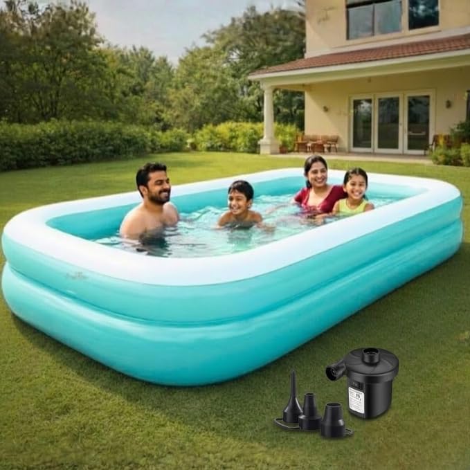 Toy Imagine 7.5 ft Big Inflatable Family Pool with Electric Pump,Large Backyard Swimming Pool for Kids and Adults Holi Bath Tub