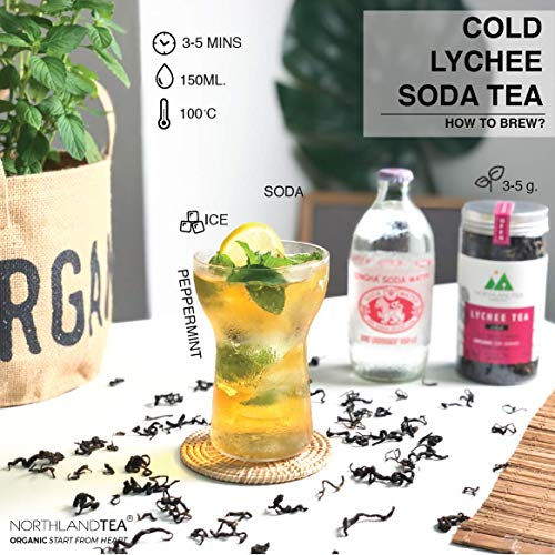 image for Organic Lychee Black Tea - Whole Leaf - Hot Tea, Iced Tea with Honey, 