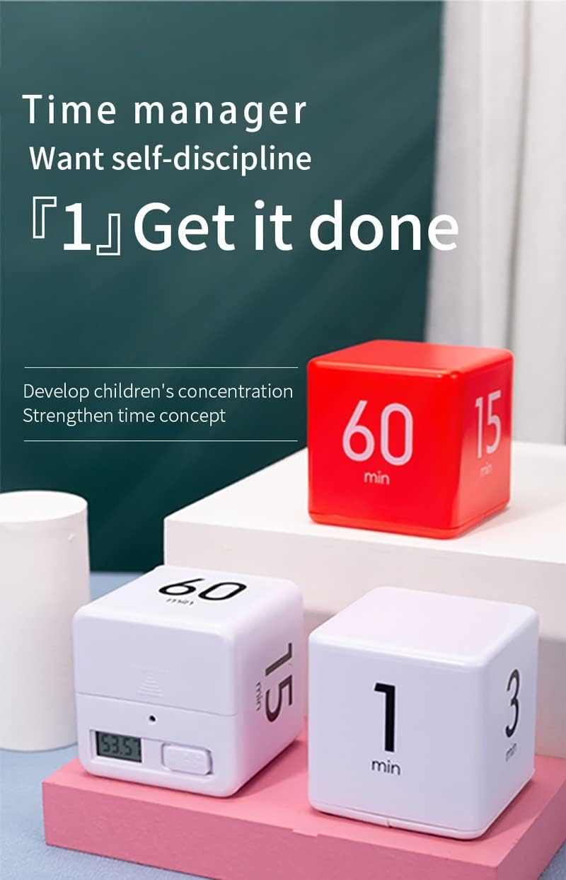 Digital Kitchen Timer Alarm Clock LED Sensor Flip for Cooking Stopwatch Electronic Countdown Portable Cube