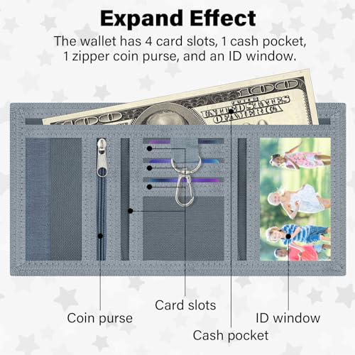 Image of AI-DEE RFID Trifold Canvas Outdoor Sports Wallet for Kids - Front Pocket Wallet with Magic Sticker