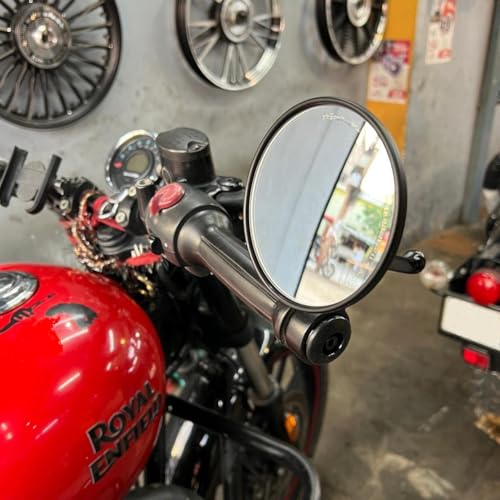 Image of Gate 7 Handle bar mirror for Jawa 42 / bobber /jawa classic /yezde roadster /yezde scrambler /New Reborn Classic (Aftermarket Replacement Product, Not OEM), Front