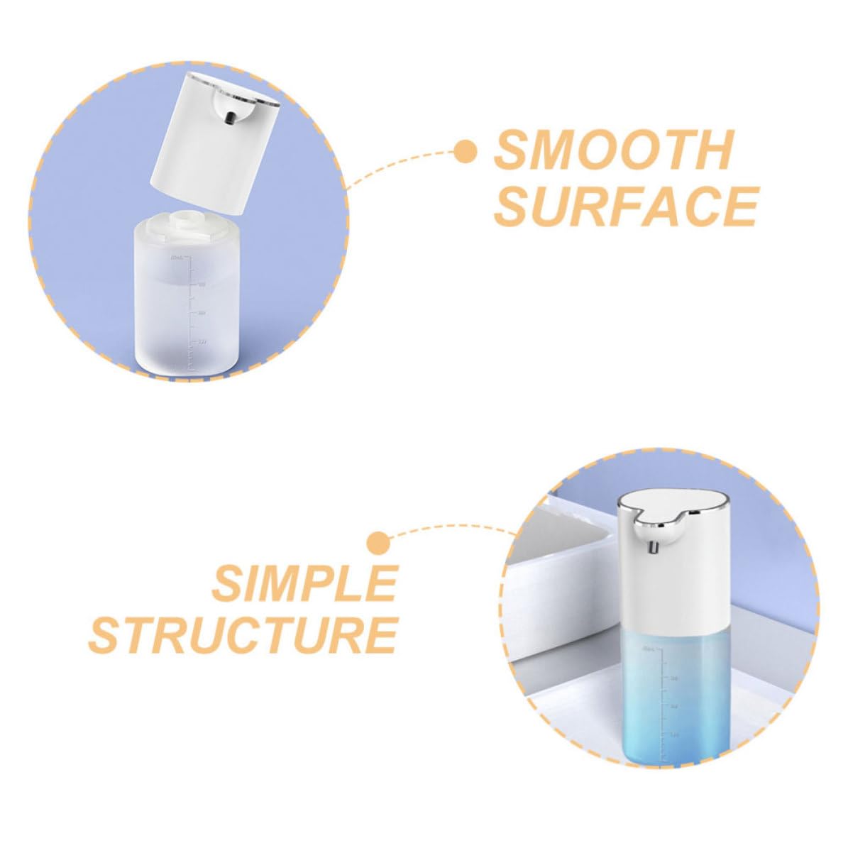 Didiseaon Dispenser Sapone Automatico Touchless 400ml per Bagno e Ufficio Sensore Infrarossi, Schiumogeno, Abs Resistente e Design Moderno Semplice