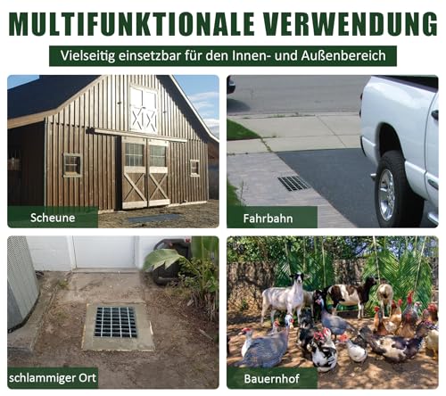 Natotela Gitterrost Verzinkt 300x300x30 mm MW: 25/45 mm Tragstab 30/3 mm Schwerlast B125 Metallgitter Trittrost Stahlgitterrost Schacht Abdeckgitter Garten Garage Gehweg Feuerverzinkt Quadratisch