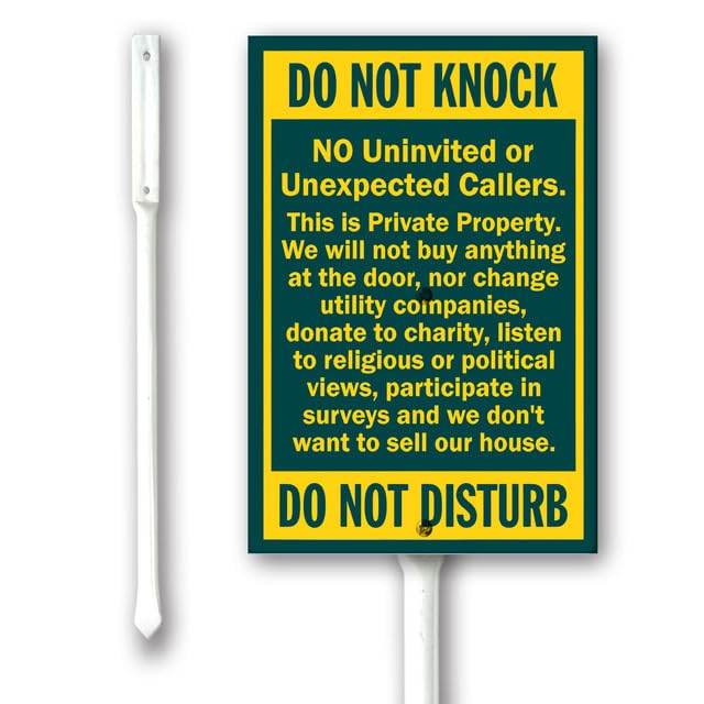 Geroclonup Funny Do Not Knock Do Not Disturb Yard Metal Sign Yard Decor Plaque Decorations for Indoor Outdoor Private Property Decoration with Stakes 20x30cm
