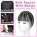 Hair Toppers For Women Real Human Hair 360° 3D Cover Human Hair Topper with Bangs Wispy Bangs Extensions Clip in Bangs for Daily Wear Natural Black