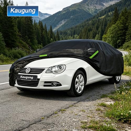 Image of Kaugung Car Cover Custom Fit for Volkswagen Eos (2006-2015), 7 Layers Waterproof All Weather for Automobiles Full Exterior Cover Rain Sun Snow Protector with Door Zipper. Black