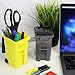 Thornton's Office Supplies Desk Pen Holder - Tiny Curbside Garbage Trash and Mini Recycle Can Set - Cool Plastic Pencil Cup Storage and Organizer - Small Toy Bin for Kids and Adults (Gray/Yellow)