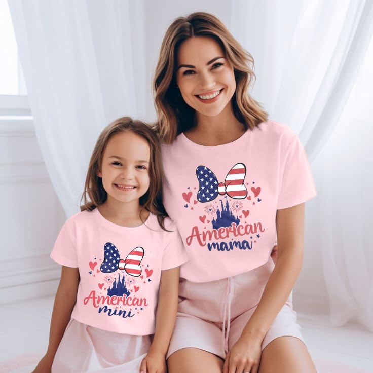 SUPEY Magical Family Vacation Shirts Americian Mommy and Me Flag Shirt 4th of July Baby Girl Outfit USA Short Sleeve Shirts3