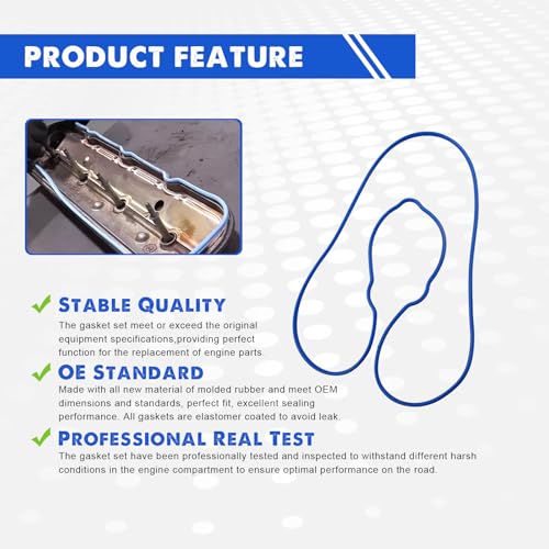 Image of Valve Cover Gasket Set fit for Chevy Silverado, Suburban, Tahoe, Trailblazer, GMC Sierra, Yukon, Envoy, Cadillac Escalade, for 4.8L 5.3L 6.0L 6.2L Ls, 12637683 VS50504R1
