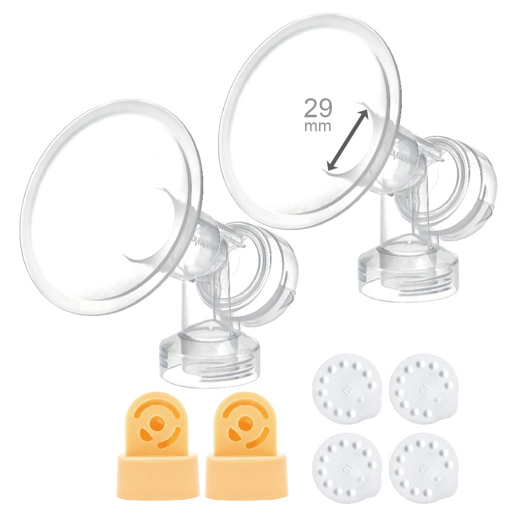 29 mm 2xOne-Piece Breastshield w/Valve and Membrane for Medela Breast Pumps; Made by Maymom