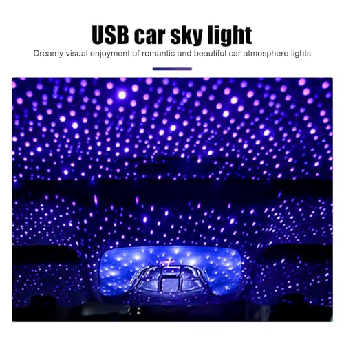 Image of 1 PC Car USB Ambient Light, Alloy Non-Destructive Installation Roof Laser Projection Starry Sky Light, Decorative Accessories, for Bedrooms, Cars, Parties, Walls, Ceilings (Purple Blue)