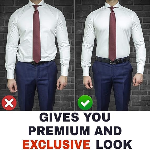 Image of ANEMONE Tucker Shirt Stays Belt, Adjustable Size, Non-Slip Texture, Aluminium Hook, Black, for Men and Women, Gives Professional Look