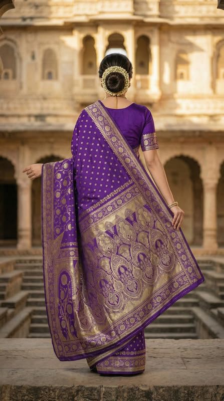 Image of C J Enterprise Women's Pure Soft Silk Saree With Blouse Piece For Wedding (Jiya)