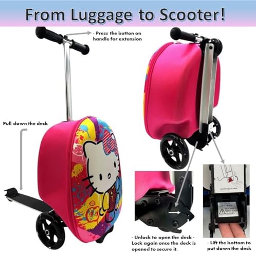 Fast Forward Kid’s Licensed 18" Ride-On Suitcase Scooter - Lightweight Carry-On Foldable Scooter Luggage4