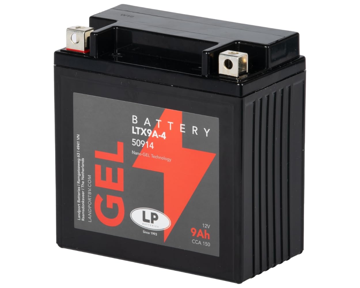 Batterie gel pour scooter et moto GB9B (YB9-B Gel) DIN50914 | LTX9A-4, YB9-B, 150 A CCA; compatible avec Aprilia RS 125 Extrema, compatible avec Ducati Monster, compatible avec Honda CB