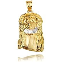 Jesus Christ Head Diamond Cut Pendant Necklace Fine Real Solid 10Kt Gold