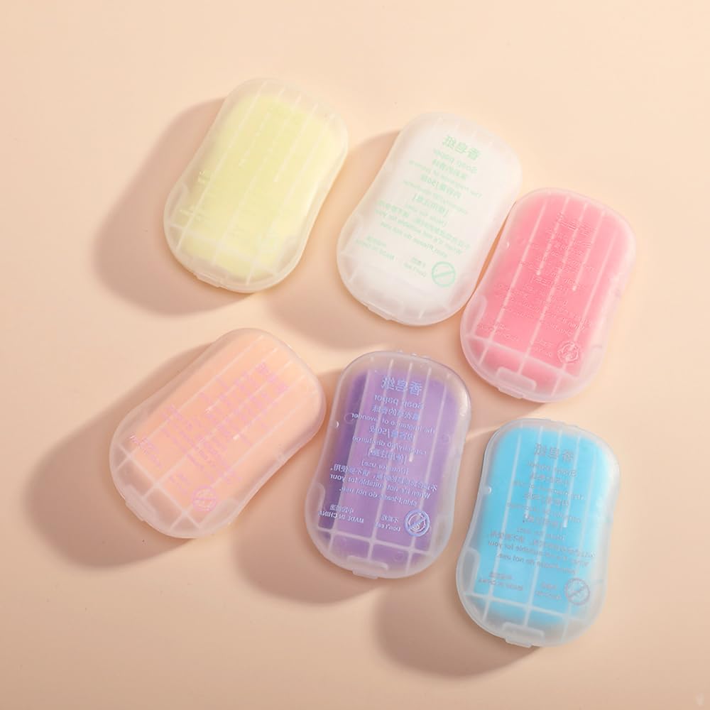 12 Boxes 600 Sheets Scented Soap Paper Sheets Portable Travel Disposable Hand Washing Cleaning Soap Paper,Multicolor (12)