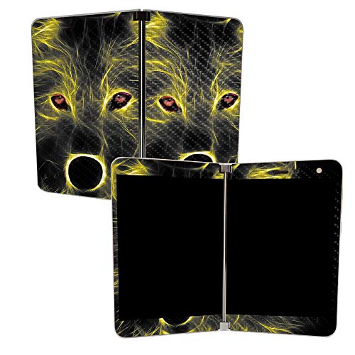 Image of MightySkins Carbon Fiber Skin for Microsoft Surface Duo - Neon Wolf | Protective, Durable Textured Carbon Fiber Finish | Easy to Apply, Remove, and Change Styles | Made in The USA