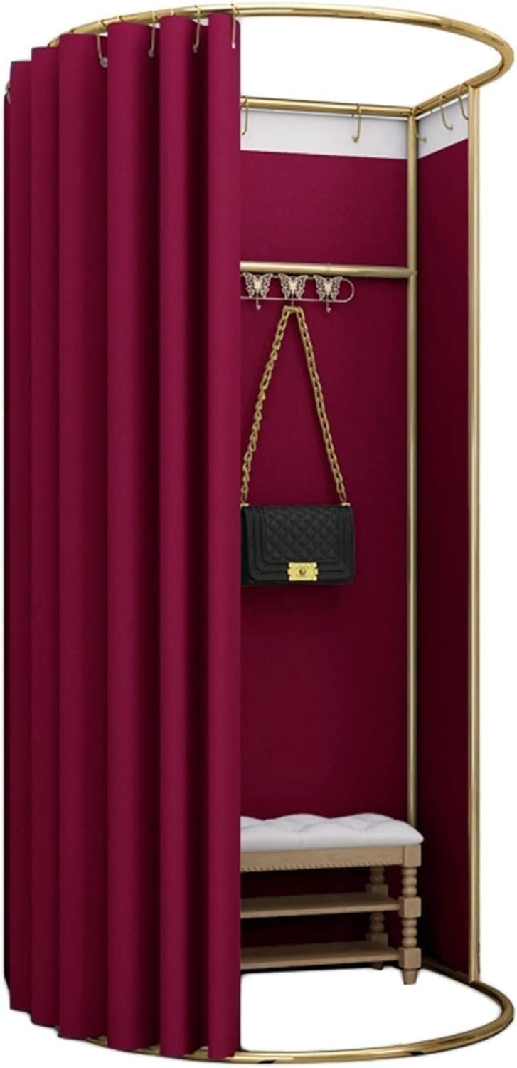 Espositore per spogliatoio, camerino Mobile per Negozio di Abbigliamento/Boutique/Ufficio, spogliatoio Semplice ed espositore con Tende oscuranti (Rosso, 100x95x200 cm)
