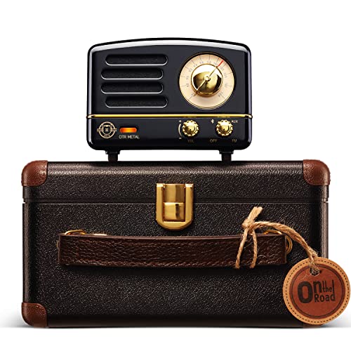 Vintage Bluetooth Speaker, MUZEN OTR Metal Retro FM/AUX Radio with Old Fashioned Classic Style, Portable Wireless Loud Volume Speaker for Home, Office, Kitchen,Party,Travel,Outdoor – Black