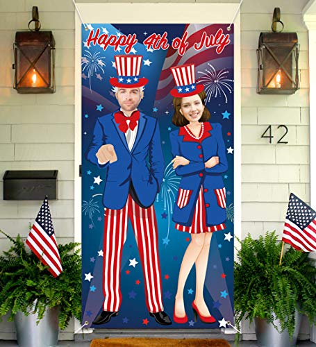Uncle Sam Photo Door Banner – Fourth/4th of July Patriotic Backdrop Props Party Supplies Decorations