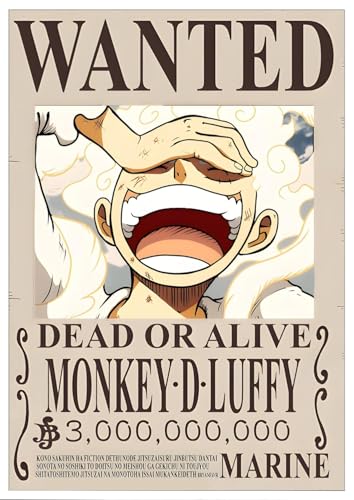 Image of Mangamuse One Piece Wanted Posters | One Piece Bounty Posters for wall | Anime Wall Art Decor Poster | 350 GSM Paper A4 29.7 x 21cm (Luffy)